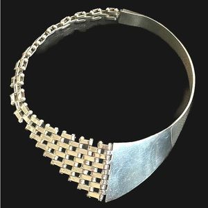 Sterling Silver .925 Mexican Vintage Bi-design Choker necklace RARE and UNIQUE!